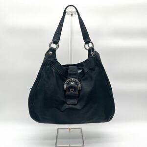 COACH Leather Carryall Buckle Shoulder Bag, Black